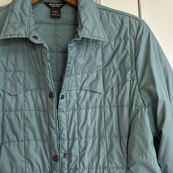 Woolrich Quilted lightweight Puffer Jacket Powder Blue Bluegrass Coat Size Large - Picture 2 of 8